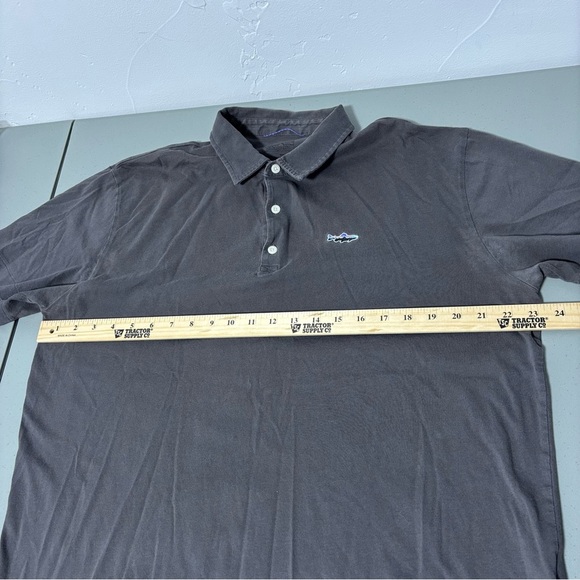 Patagonia Men's Polo Trout Fitz Roy Gray Short Sleeve Organic Cotton Large FLAW - Picture 10 of 11